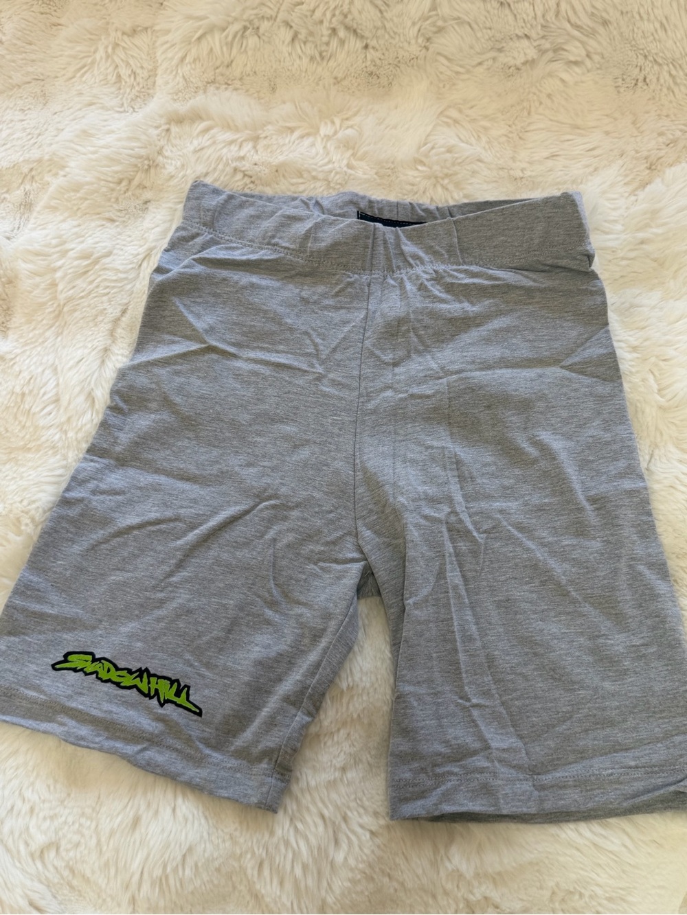 Shadow Hill Gray Shorts with Neon Green Logo